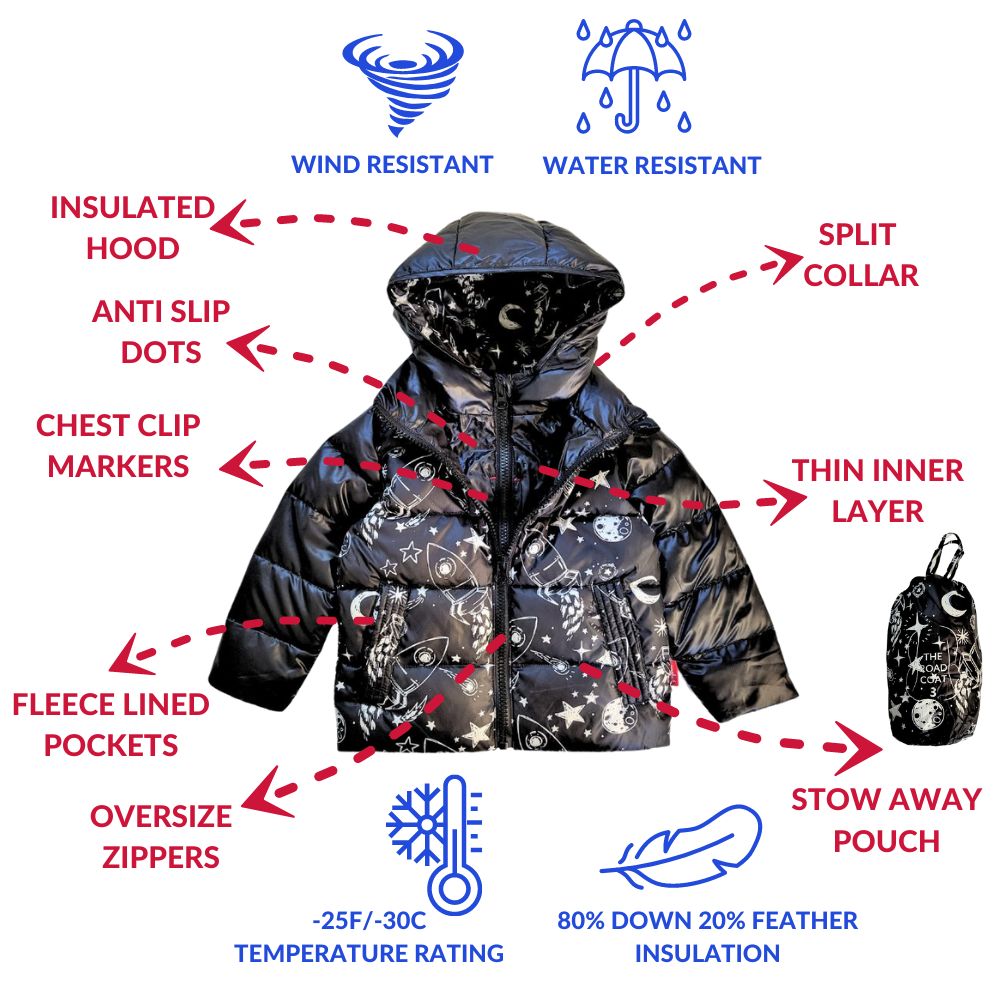 Car Seat Coat | The Road Coat Down - Rocketship Print