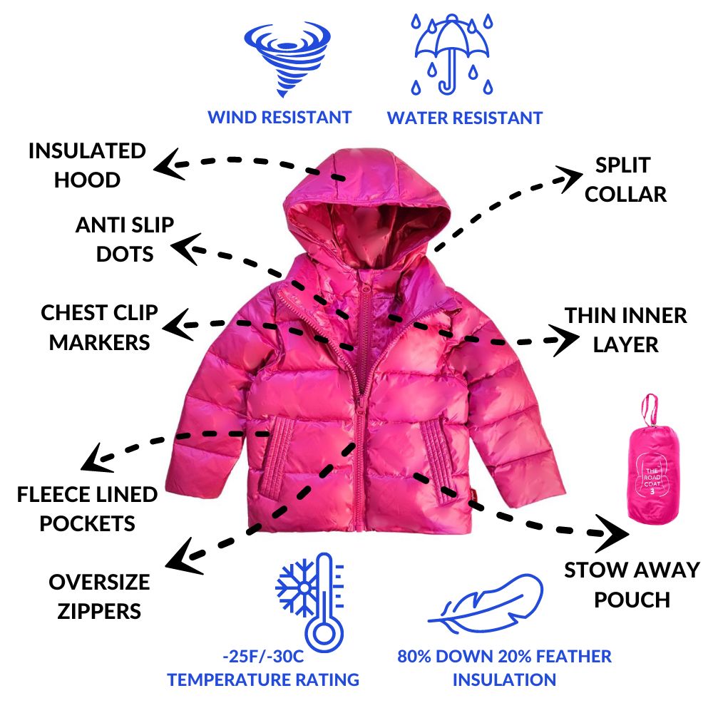 Car Seat Coat | The Road Coat Down - Fuchsia
