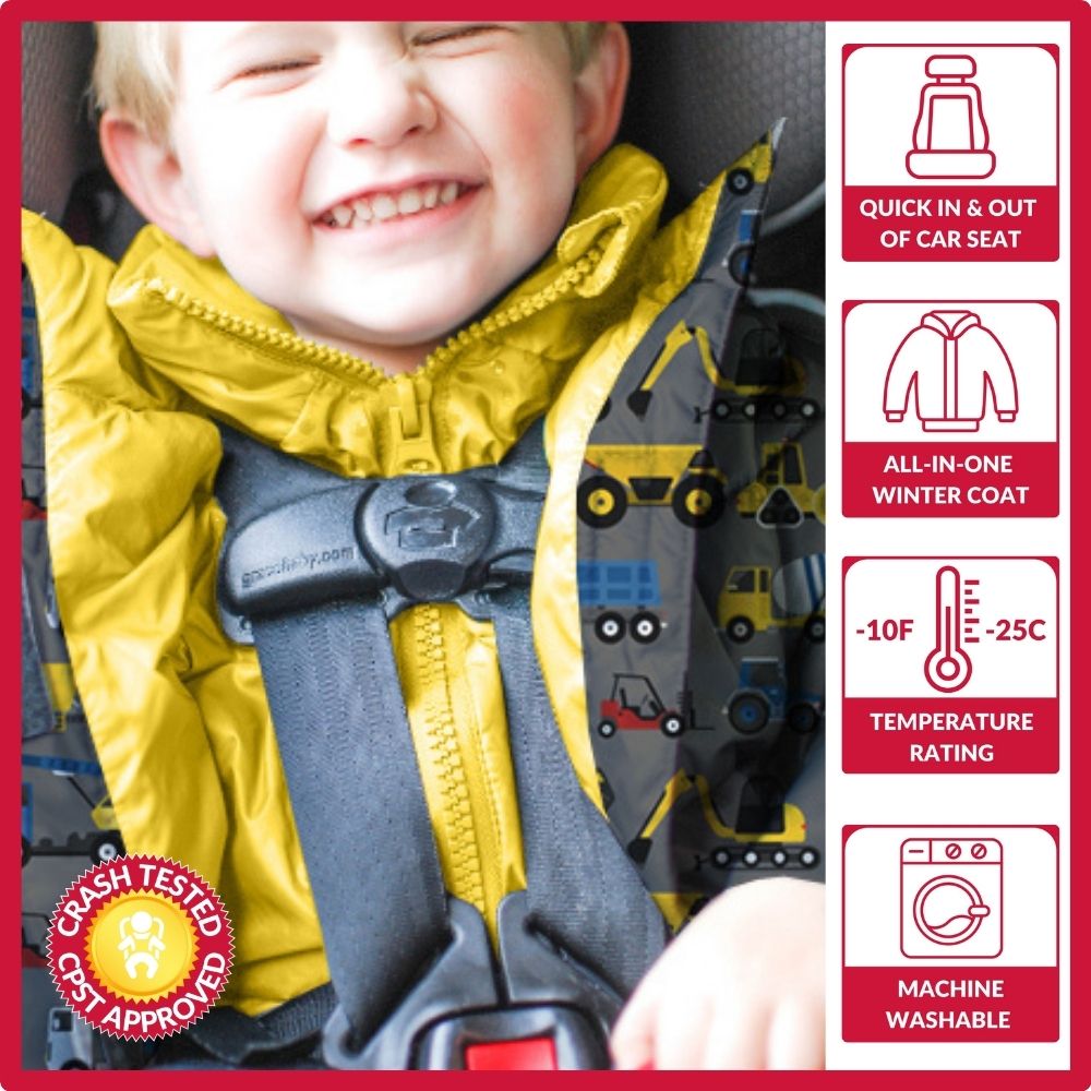 Car Seat Coat | The Road Coat Vegan - Construction Print