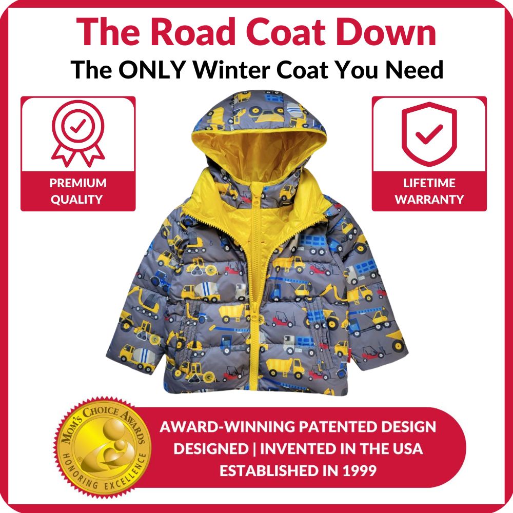 Car Seat Coat | The Road Coat Down - Construction Print