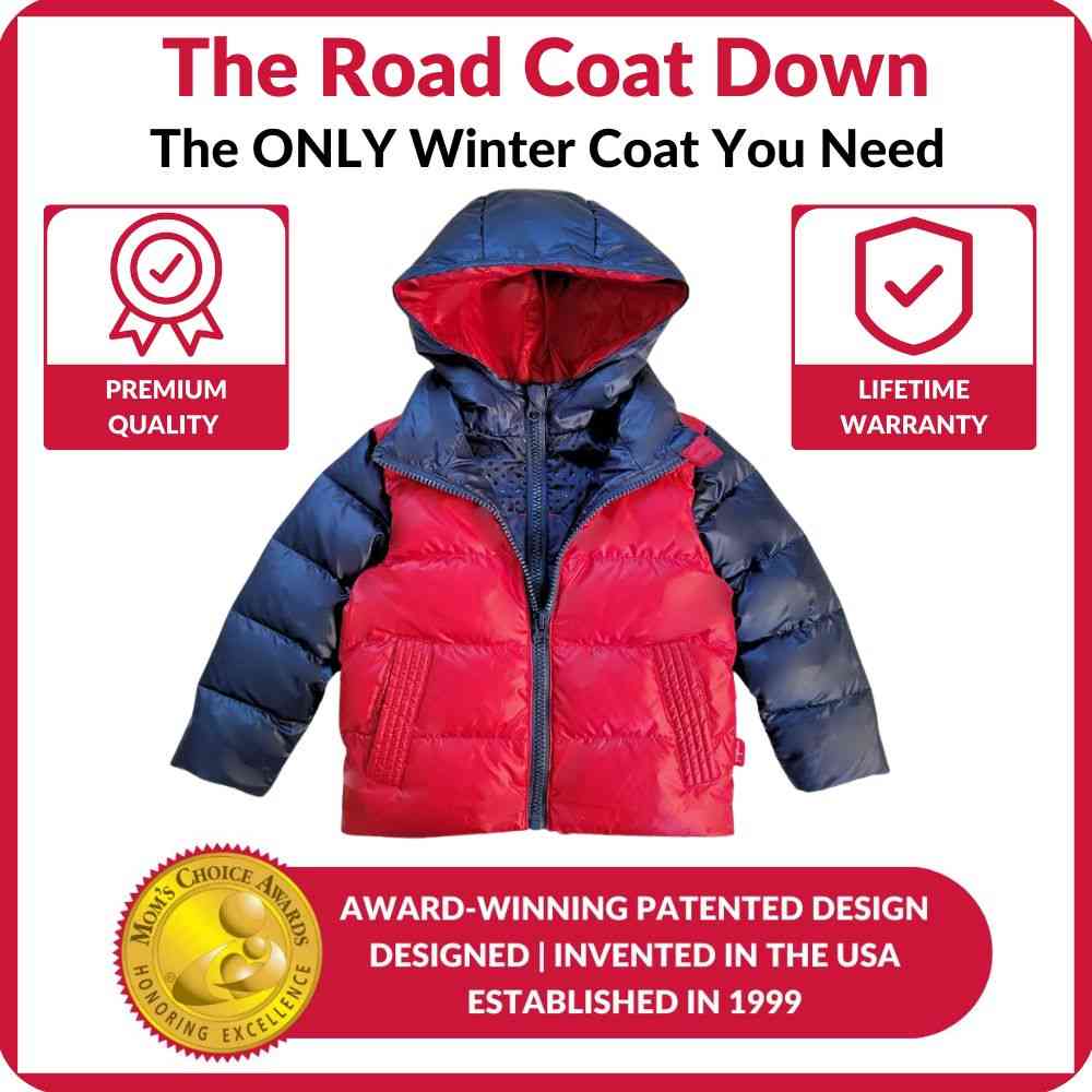 Car Seat Coat | The Road Coat Down - Navy/Red