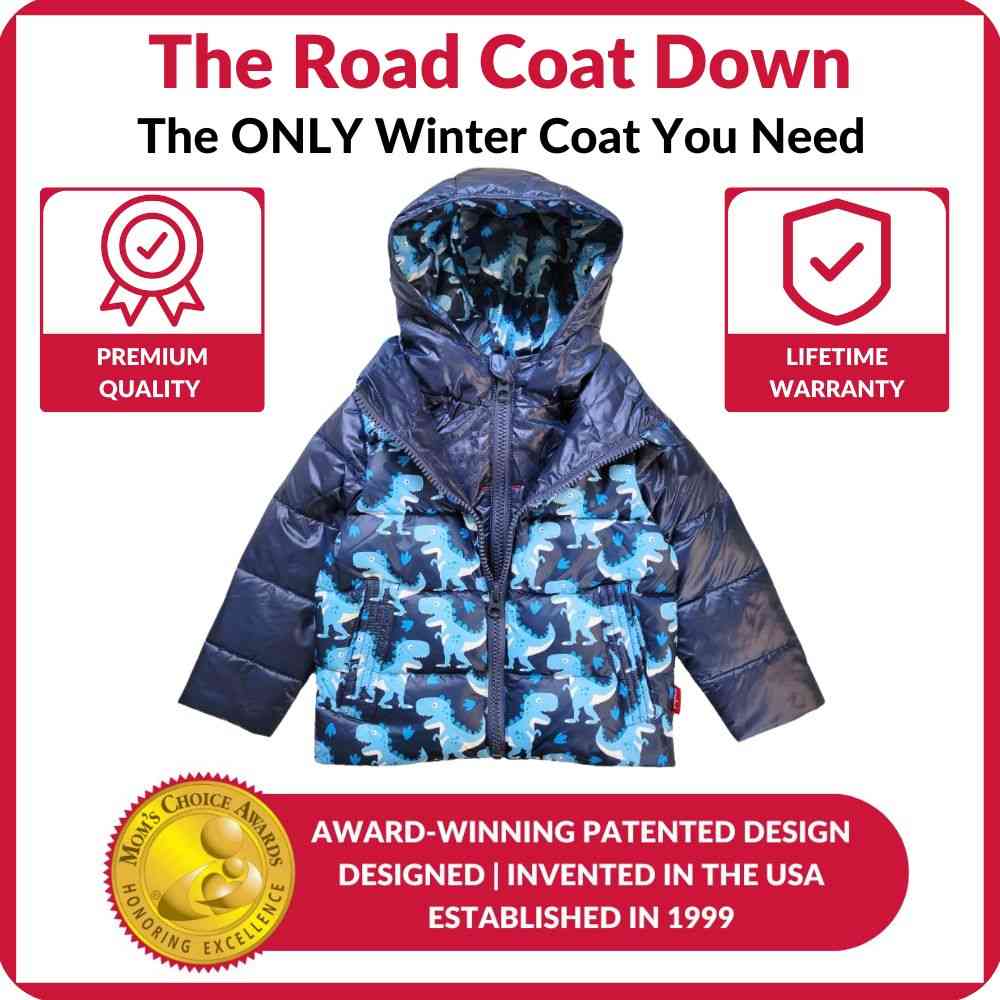 Car Seat Coat | The Road Coat Down - Navy Raptor Print