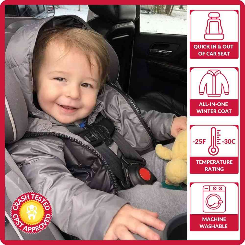 Car Seat Coat | The Road Coat Down - Platinum/Black