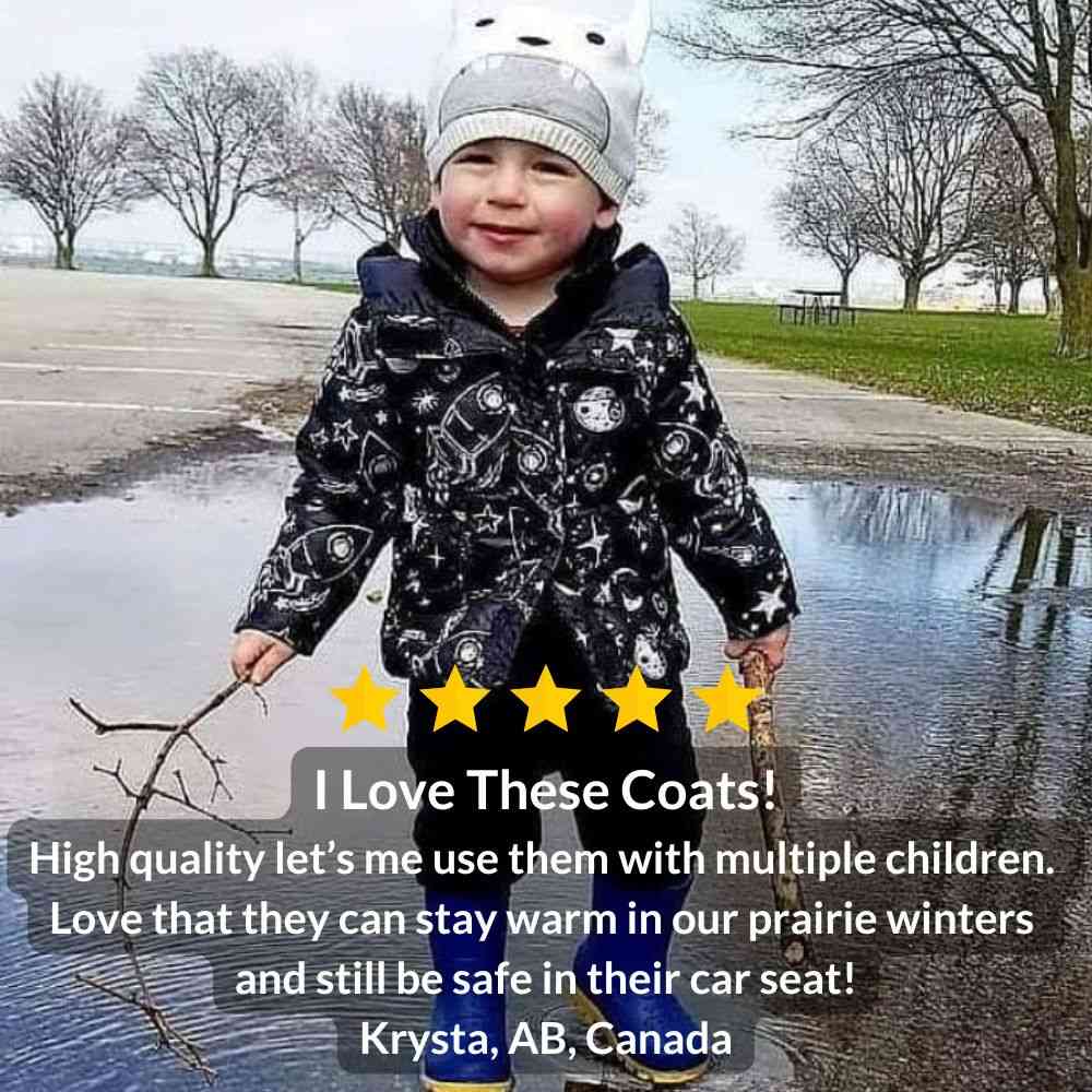Car Seat Coat | The Road Coat Vegan - Rocketship Print