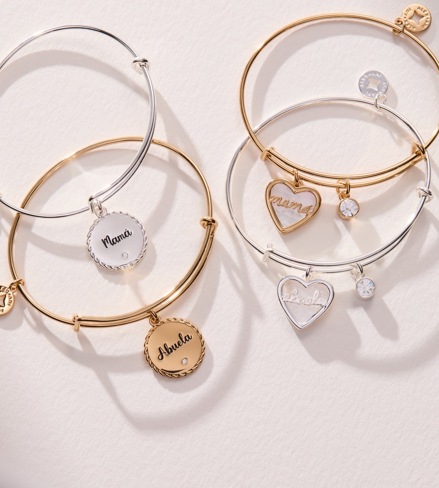 Abuela Mother of Pearl Heart Charm Bangle