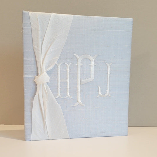 Baby Memory Book - Blue Silk (w/ SILK Bow)