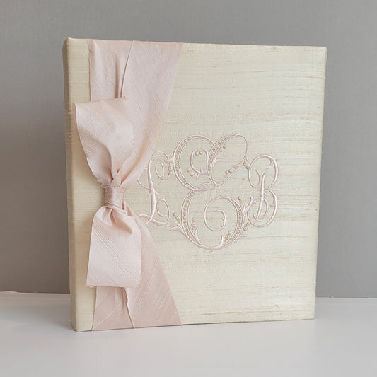 Baby Memory Book - Cream Silk (w/ SILK Bow)