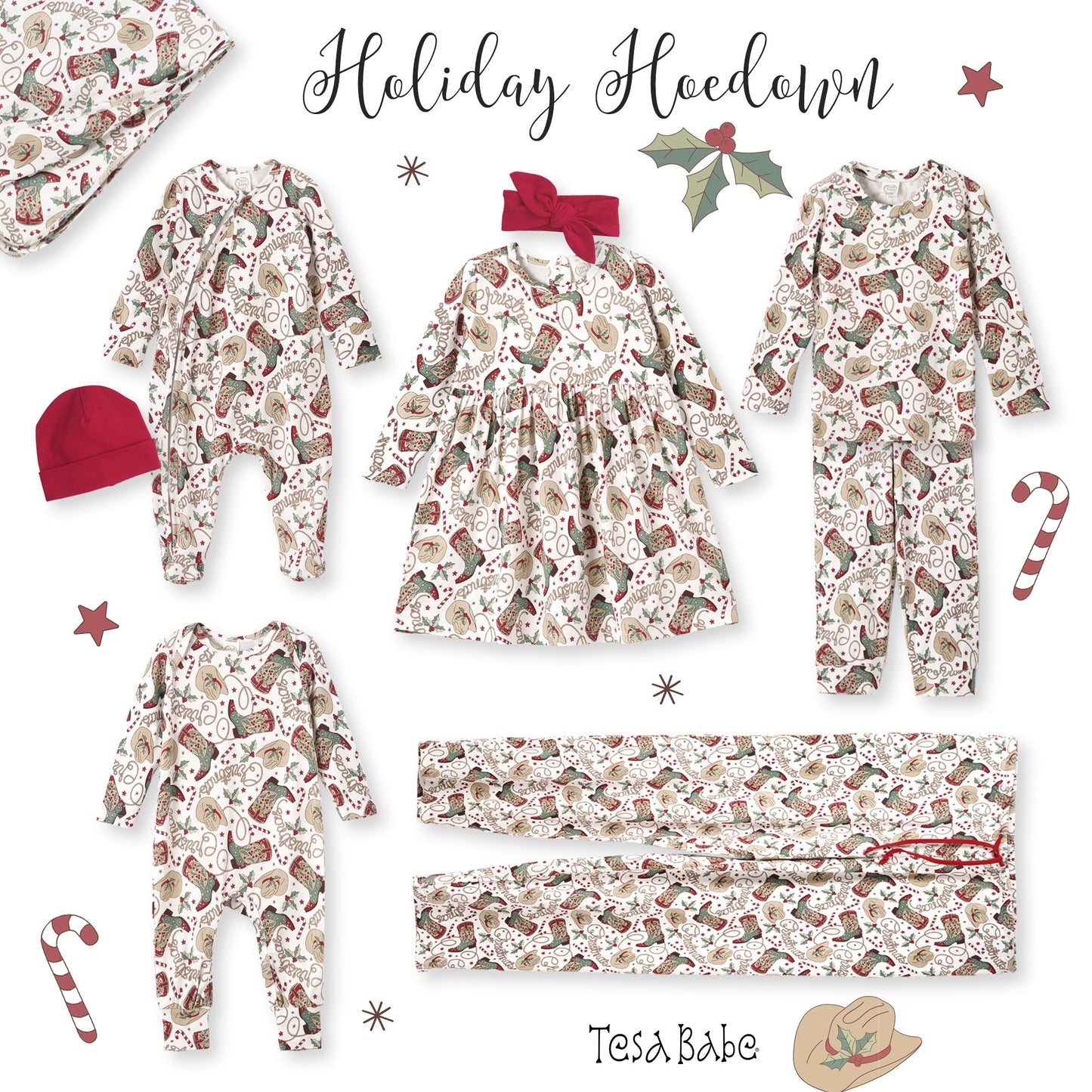 Western Christmas Baby Bamboo Romper – Cowboy Holiday Style