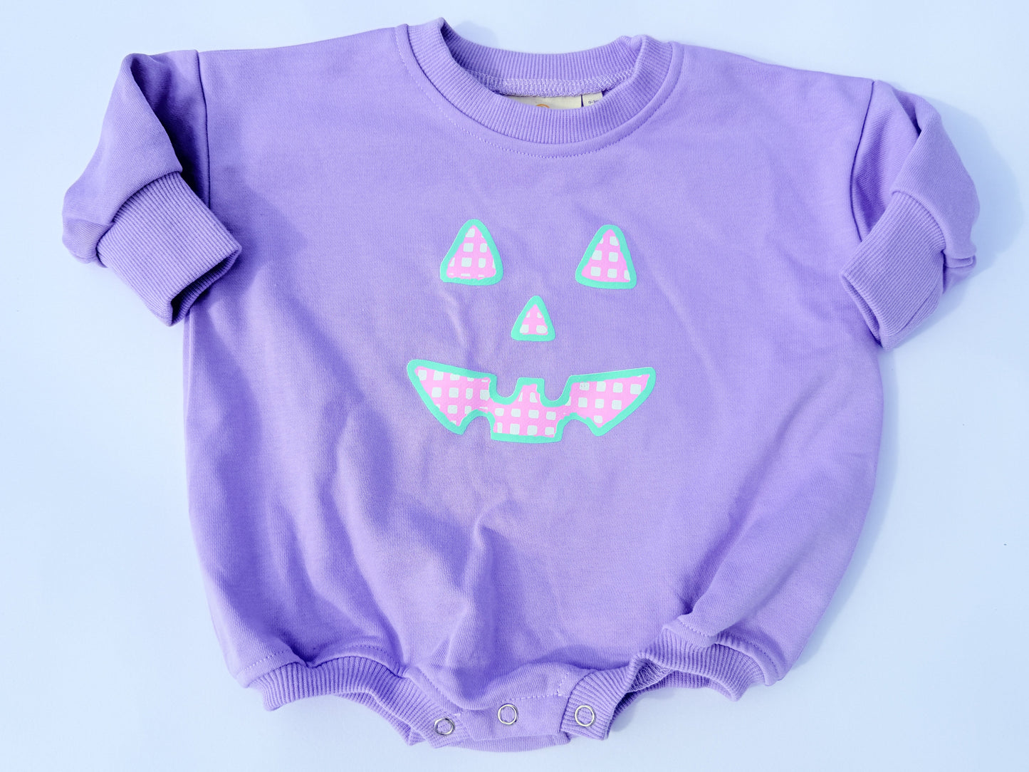 Pastel Gingham Jack-o-Lantern Crewneck Sweatshirt or Romper