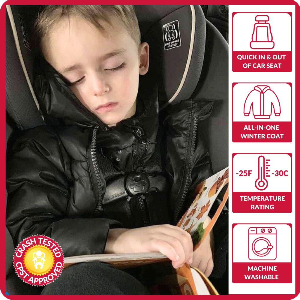 Car Seat Coat | The Road Coat Down - Black
