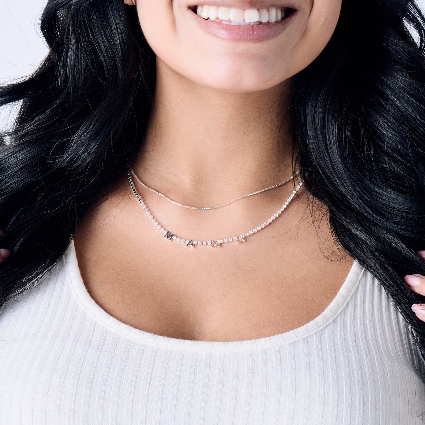 Mama Crystal Tennis Necklace