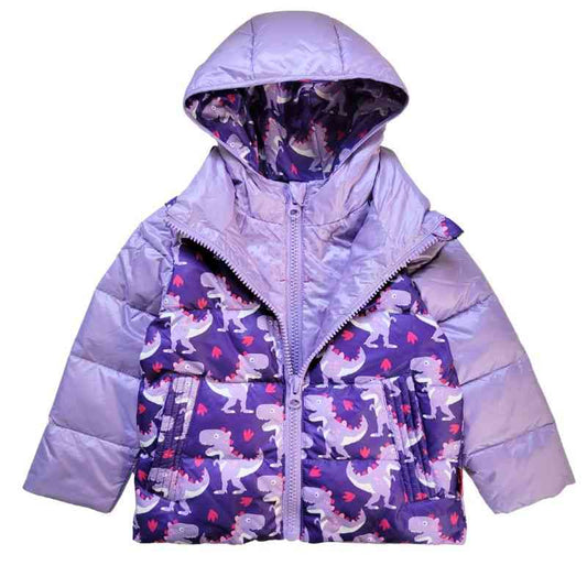 Car Seat Coat | The Road Coat Down - Purple Raptor Print