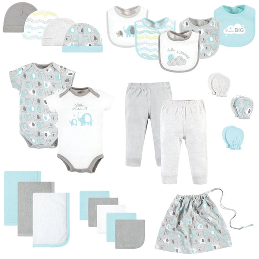 Boys blue Cotton Layette Cube – Elephant Baby Shower Gift Set