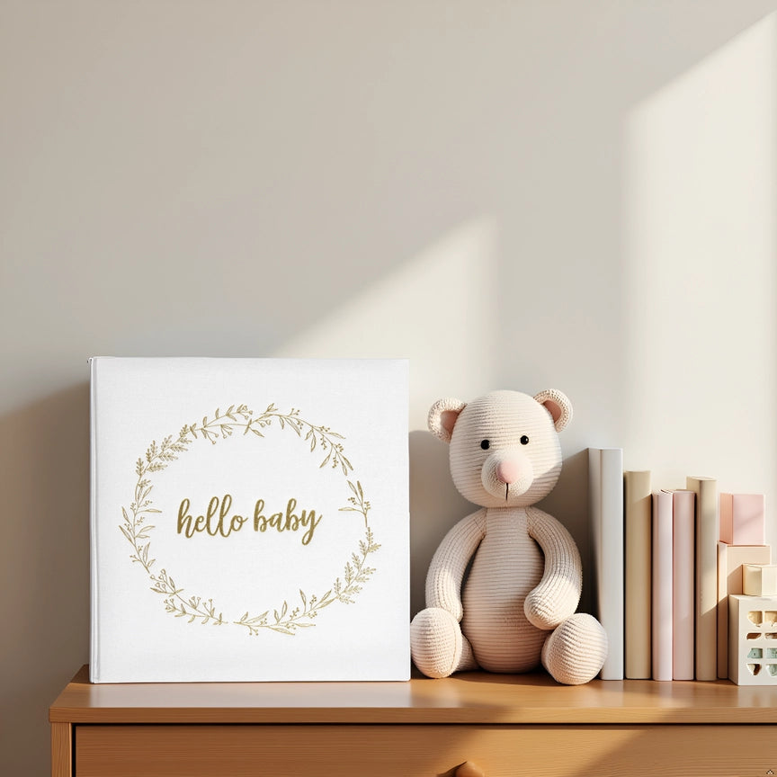 Ivory Linen Baby Memory Book – Gender Neutral Keepsake Journal