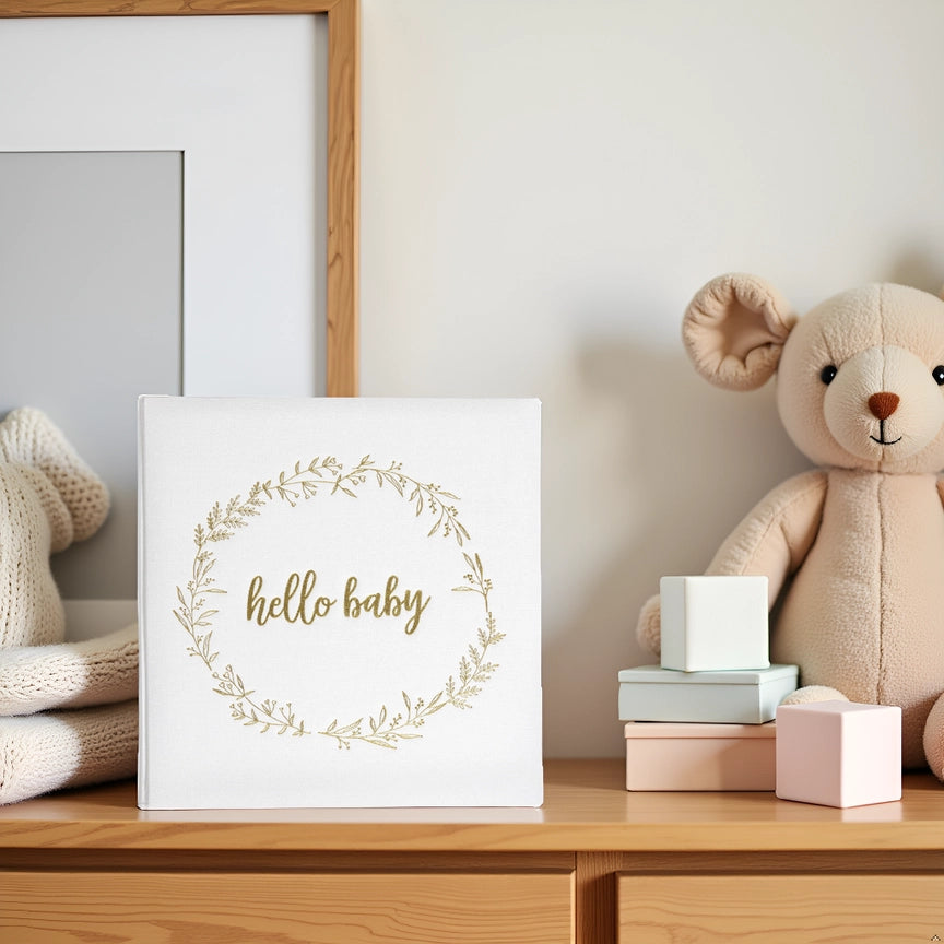 Ivory Linen Baby Memory Book – Gender Neutral Keepsake Journal