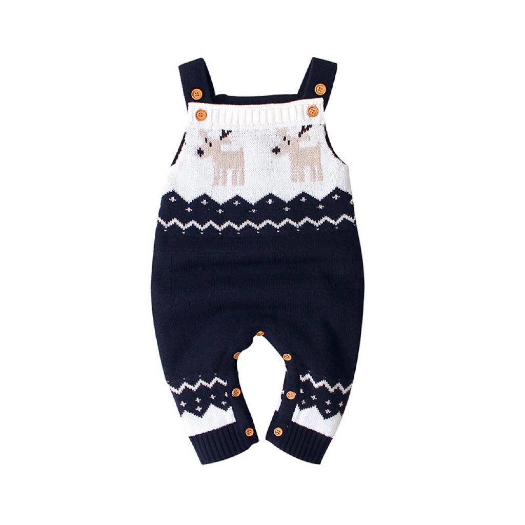 Baby Christmas Reindeer Knit Romper – Overall Jumpsuit for Boys & Girls