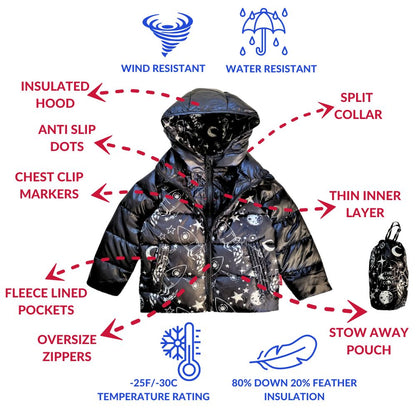Car Seat Coat | The Road Coat Down - Rocketship Print