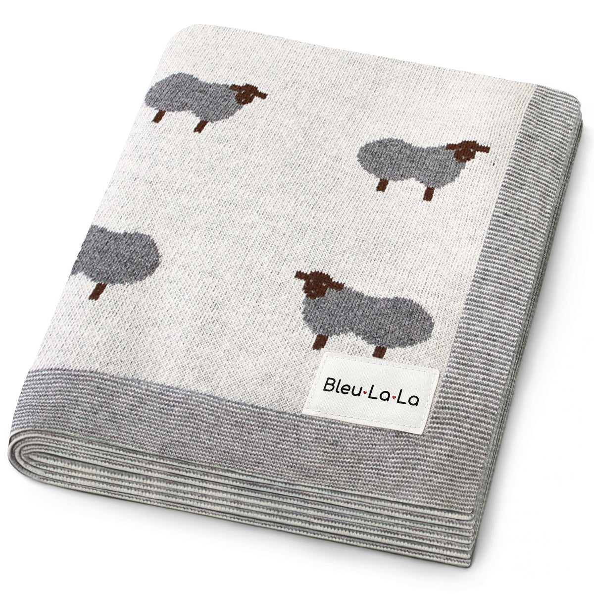 Sheep Knit Receiving Baby Blanket