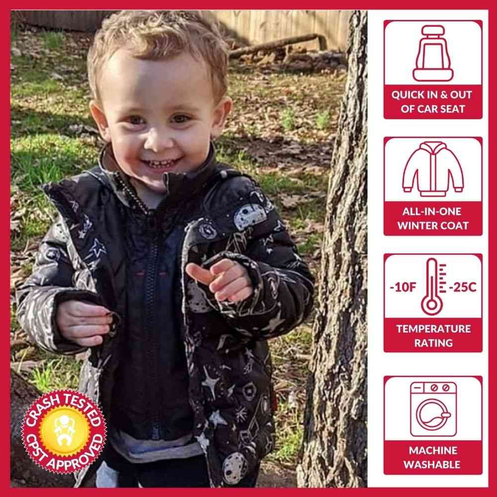 Car Seat Coat | The Road Coat Vegan - Rocketship Print