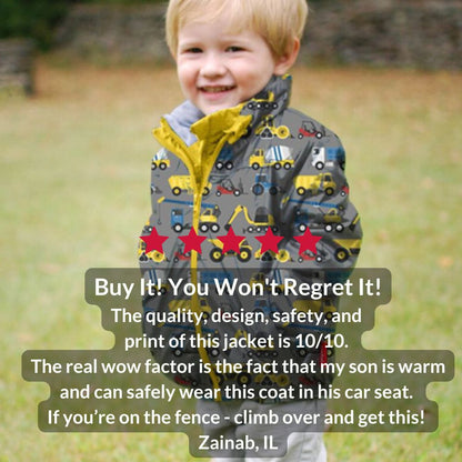 Car Seat Coat | The Road Coat Transition - Construction Print