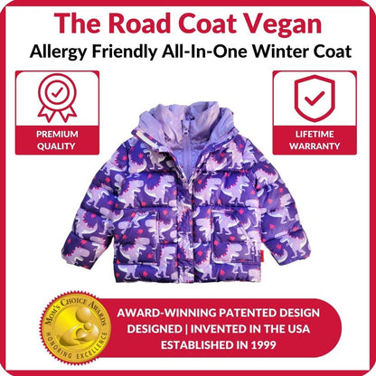 Car Seat Coat | The Road Coat Vegan - Purple Raptor