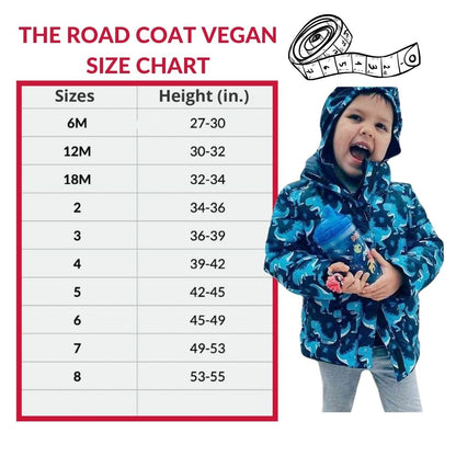 Car Seat Coat | The Road Coat Vegan - Navy Raptor Print