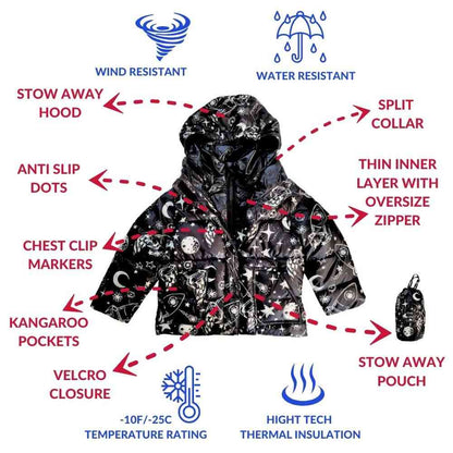 Car Seat Coat | The Road Coat Vegan - Rocketship Print