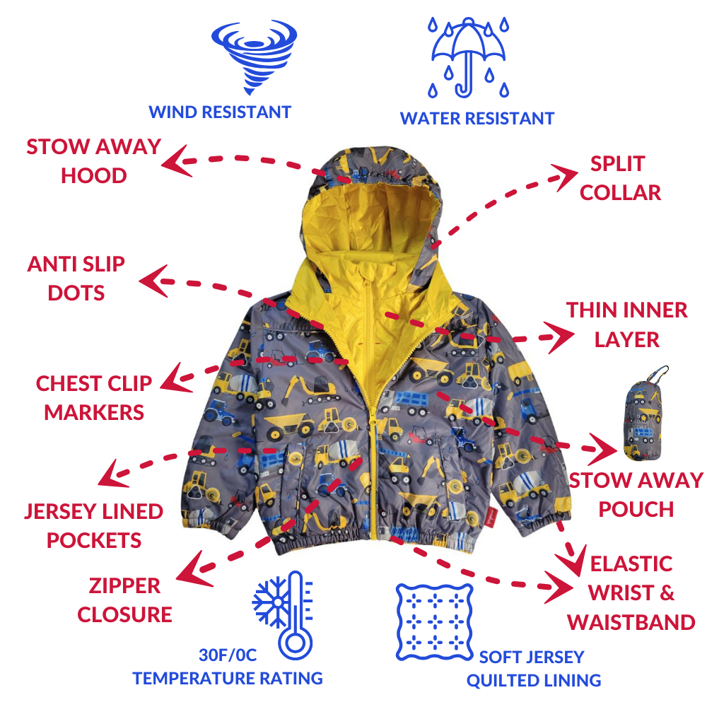 Car Seat Coat | The Road Coat Transition - Construction Print