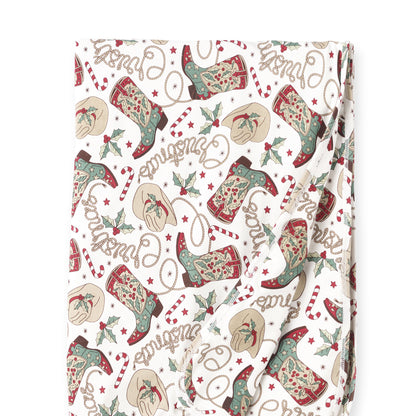 Western Christmas Stroller Blanket – Soft Bamboo Holiday