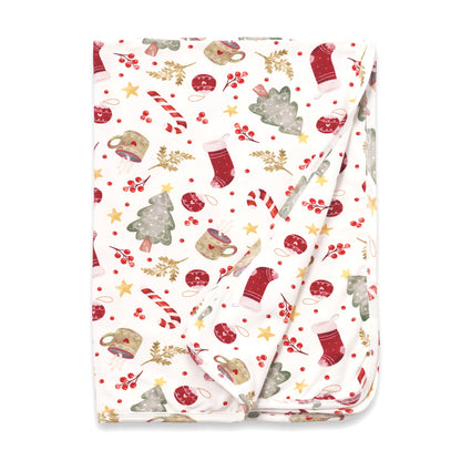 Holiday Baby Stroller Blanket – Soft Bamboo Christmas Wrap - Noel