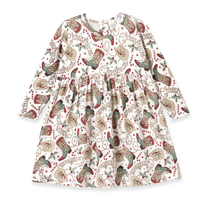 Western Christmas Girls Dress – Soft Bamboo Holiday Style