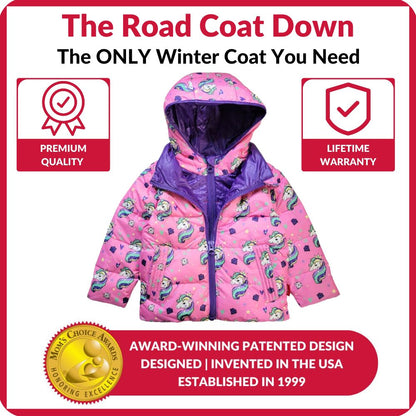 Car Seat Coat | The Road Coat Down - Unicorn Print