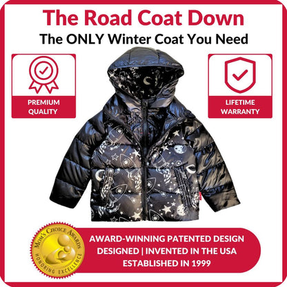 Car Seat Coat | The Road Coat Down - Rocketship Print