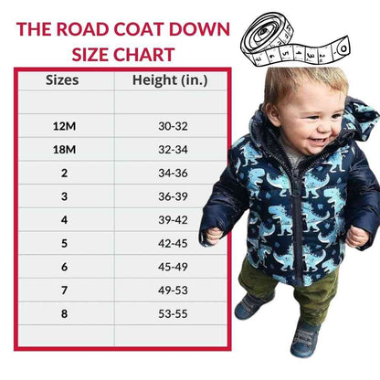 Car Seat Coat | The Road Coat Down - Navy Raptor Print