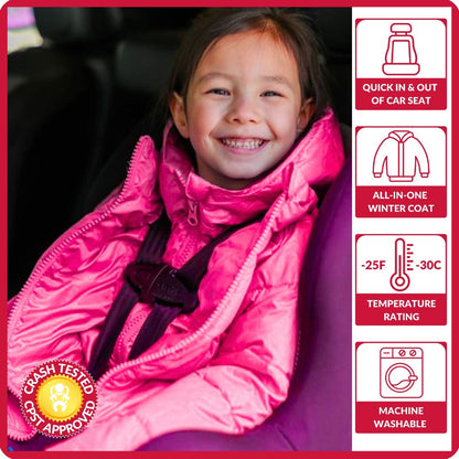 Car Seat Coat | The Road Coat Down - Fuchsia