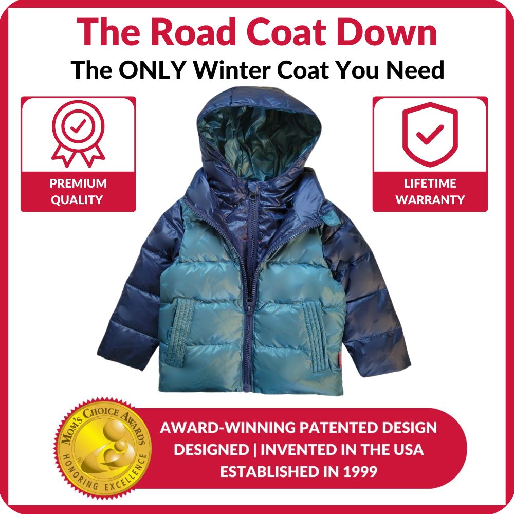 Car Seat Coat | The Road Coat Down - Navy/Teal