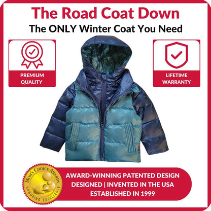 Car Seat Coat | The Road Coat Down - Navy/Teal