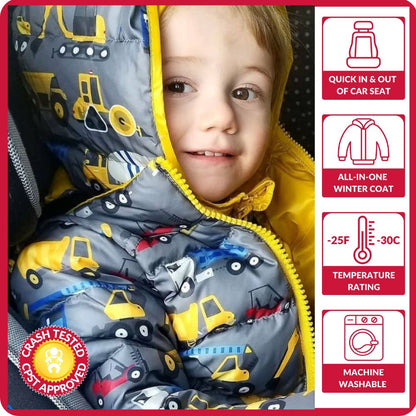 Car Seat Coat | The Road Coat Down - Construction Print