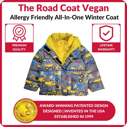 Car Seat Coat | The Road Coat Vegan - Construction Print