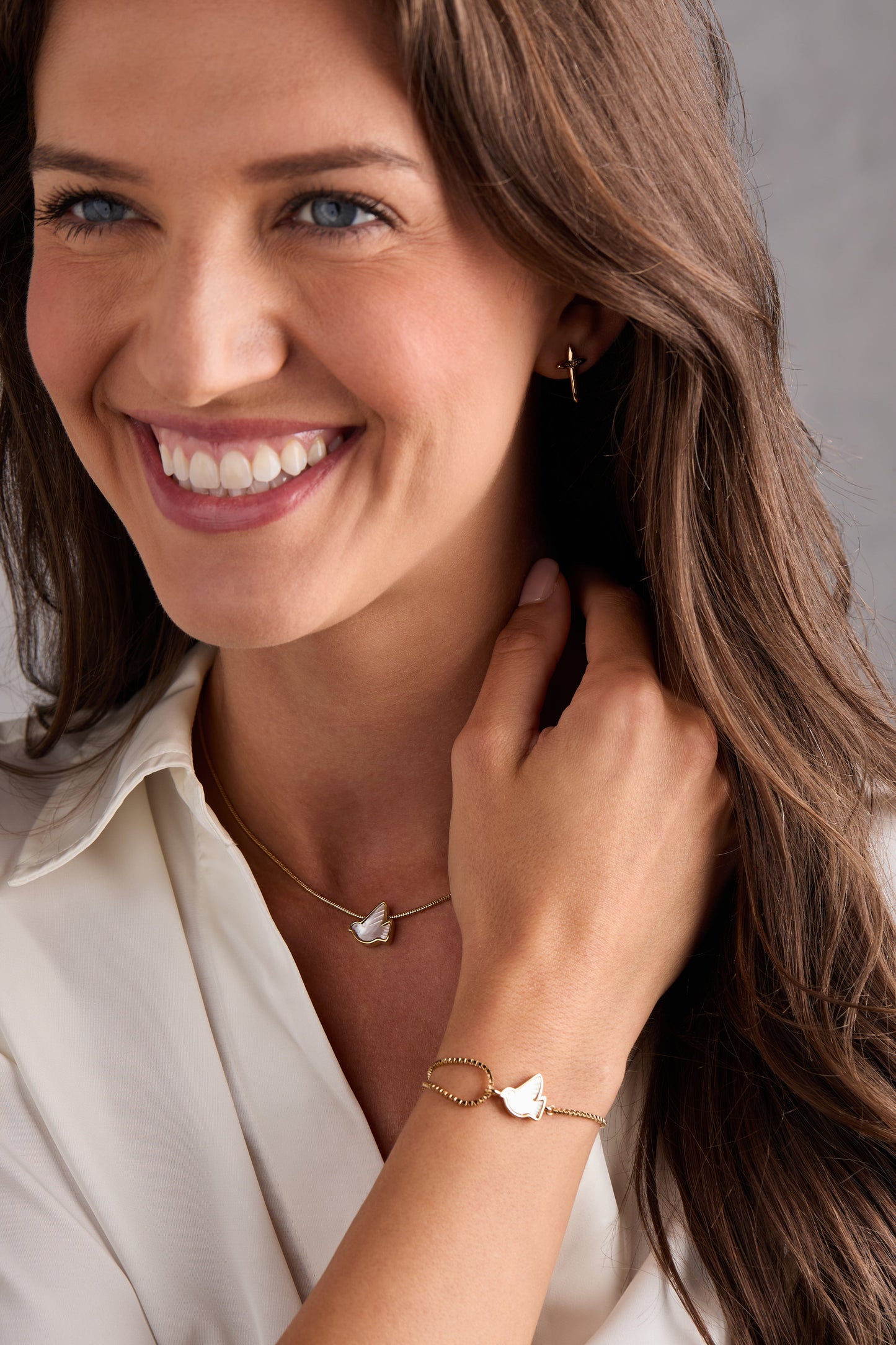 Pearlized Dove 'Peace' Slider Necklace