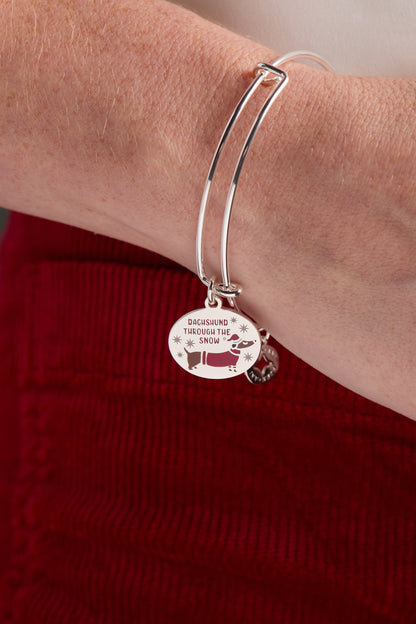 'Dachsund Through The Snow' Dog Charm Bangle