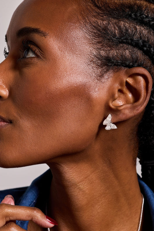 Glass Butterfly Statement Stud Earrings