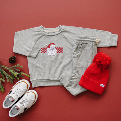 Checkered Santa Christmas Bamboo Crewneck & Jogger Set