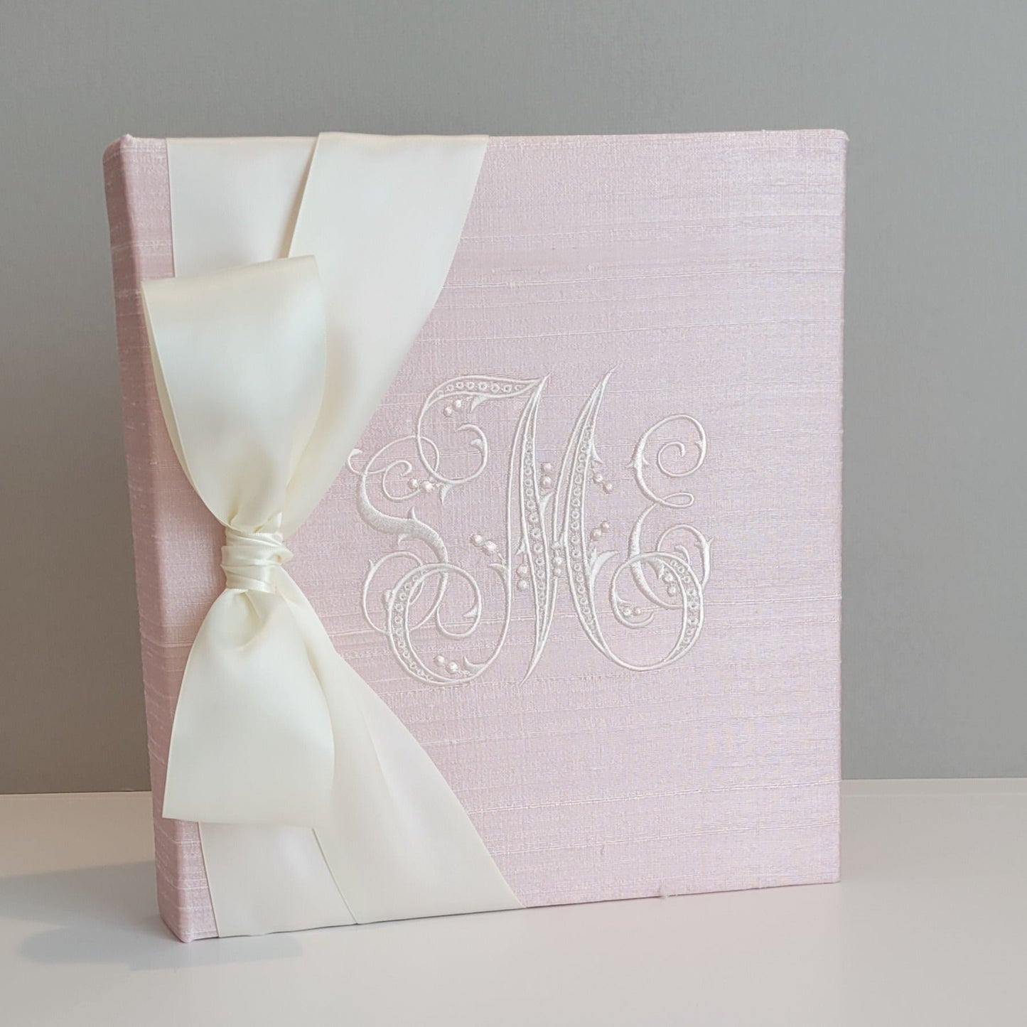 Baby Memory Book - Pink Silk (w/ SATIN Bow)