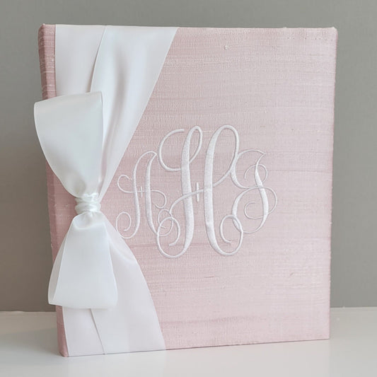 Baby Memory Book - Pink Silk (w/ SATIN Bow)