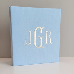 Baby Memory Book - Blue Linen (w/o Bow)