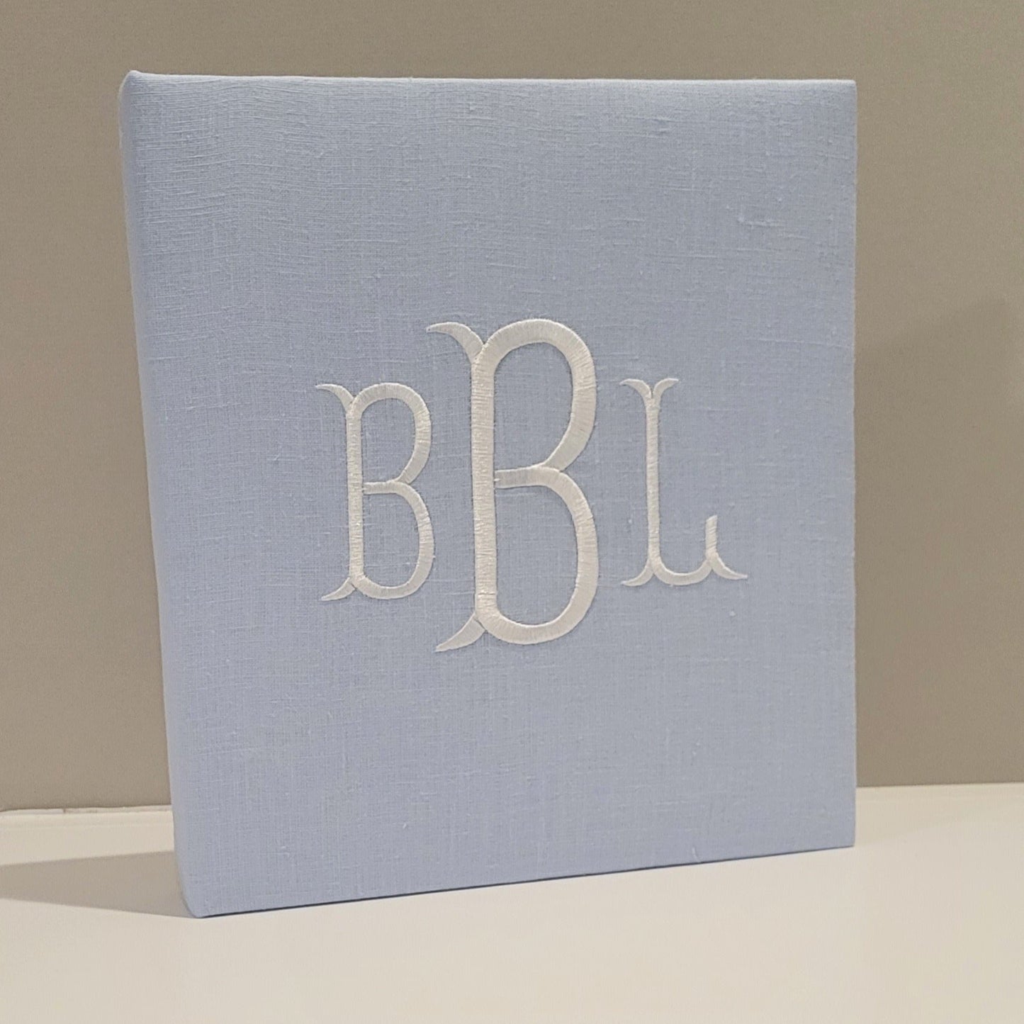 Baby Memory Book - Blue Linen (w/o Bow)