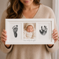 Baby Handprint and Footprint Keepsake Frame - 3-Panel "Love at first sight" Design