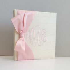 Baby Memory Book - Cream Silk (w/ SATIN Bow)