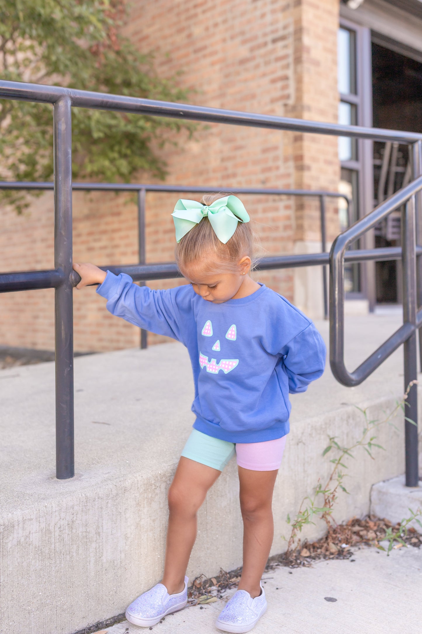 Pastel Gingham Jack-o-Lantern Crewneck Sweatshirt or Romper